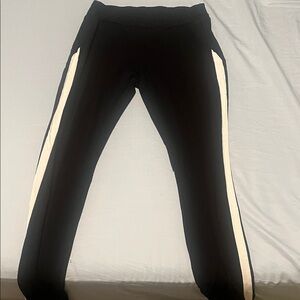 SHEIN Black Leggings with White Stripes